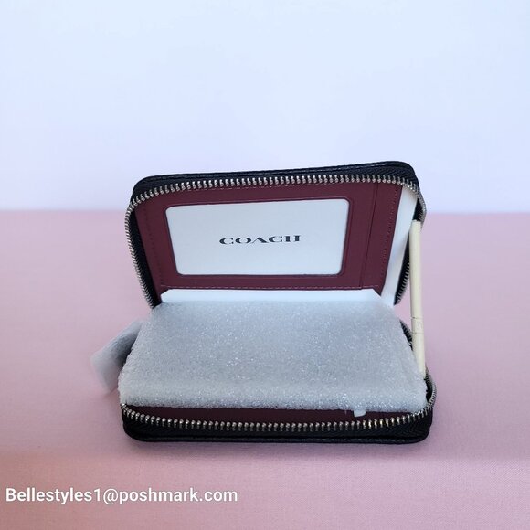COACH Small Zip Around Wallet  With ID Window In Signature Jacquard -Black SB⭐ - Picture 11 of 16
